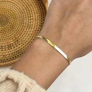 Gold Herringbone Flat Snake Bracelet
